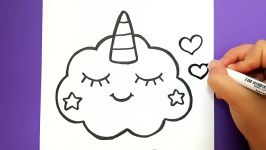 How to Draw a Cute Sleepy Unicorn Cloud  HAPPY DRAWINGS