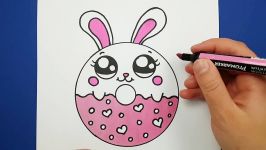 HOW TO DRAW A SUPER CUTE BUNNY DONUT EASY  HAPPY DRAWINGS