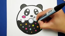 HAPPY DRAWINGS HOW TO DRAW AND COLOR CUTE BABY PANDA DONUT