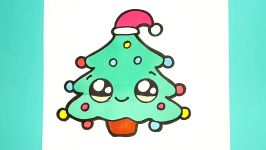 How to Draw a Cute CHRISTMAS Tree EASY with a Christmas HAT