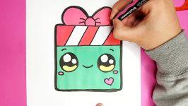 How to Draw a CUTE Christmas GIFT BOX  EASY DRAWING TUTORIAL