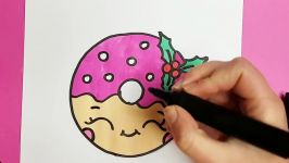 How to Draw a Cute Pink Christmas DONUT  Easy Drawing Tutorial