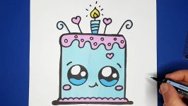 How to Draw a Cartoon Birthday Celebration Cake Cute and Easy  HAPPY DRAWINGS