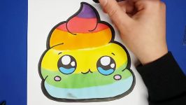 HOW TO DRAW CUTE RAINBOW POOP EMOJI STEP BY STEP