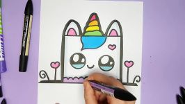 HOW TO DRAW A CUTE UNICORN BIRTHDAY CAKE EASY  HAPPY DRAWINGS