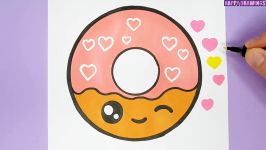 HOW TO DRAW A CUTE DONUT EASILY  HAPPY DRAWINGS ♥