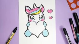 HOW TO DRAW A BABY UNICORN WITH A LOVE HEART  HAPPY DRAWINGS