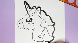 HOW TO DRAW CUTE CARTOON UNICORN EMOJI  HAPPY DRAWINGS