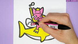 PINKFONG DRAWING  How to draw and color a cute Baby Shark and Pinkfong fox logo