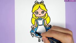 DISNEY DRAWING  How to Draw and Color cute Alice  Happy Drawings ✿◕‿◕