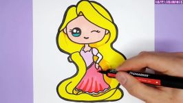 DISNEY DRAWING  How to Draw and Color cute PRINCESS Rapunzel for kids