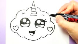 HOW TO DRAW A SUPER CUTE CLOUD EMOJI UNICORN  EASY DRAWING