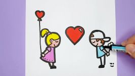 How to turn words LOVE into a Cartoon for Valentines Day  Cute Couple Drawing