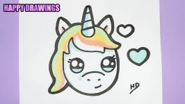 How to DRAW a SO CUTE UNICORN EMOJI  HAPPY DRAWINGS UNICORNS