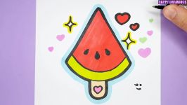 HOW TO DRAW A CUTE WATERMELON ICE CREAM CUTE AND EASY