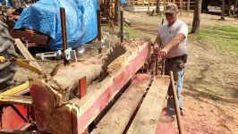 Cedar Log Being Milled on a Foley Belsaw A 14 Circular Sawmill 2