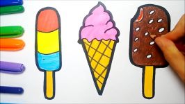 How to Draw Ice Cream drawing and Coloring for Baby