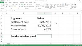 دانلود کورس ﻿Excel  محاسبه بازده معادل باند برای یک لایحۀ خزانه داری TBILL...