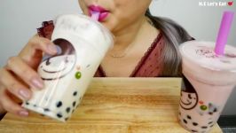 ASMR BUBBLE TEA  DRINKING EATING SOUNDS NO TALKING  N.E LETS EAT