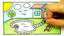 HOUSE TREE CLOUD DRAWING AND COLORING LEARN COLORS FOR KIDS