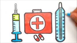 HOW TO DRAW A FIRST AID KIT  COLORING PAGES MEDICAL