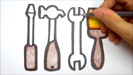 COLORING 4 CONSTRUCTION TOOL  PAINTING AND DRAWING FOR KIDS  HOW TO DRAW TOOLS