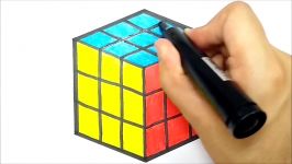 HOW TO DRAW AND COLORING RUBIKS CUBE  COMO DESENHAR CUBO MAGICO