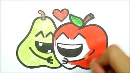 HOW TO DRAW A CUTE APPLE AND WAIT  PAGINAS PARA COLORIR  HOW TO DRAW FRUITS