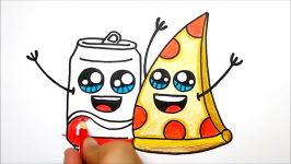 HOW TO DRAW A PIZZA AND SODA  COMO DESENHAR UMA PIZZA E REFRIGERANTE