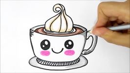 HOW TO DRAW A CUTE CUP OF COFFEE EASY  COMO DESENHAR UM COPO DE CAFÉ KAWAII