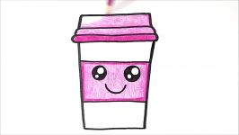 HOW TO DRAW A CUTE CUP OF COFFEE  COMO DESENHAR UM COPO DE CAFÉ KAWAII