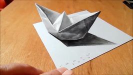 3D PAPER SHIP ✅  How to Draw Paper Ship Illusion  Anamorphosis