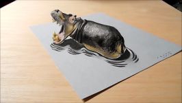 HOW TO DRAW HIPPO IN THE WATER ✅  3D Anamorphosis  By Vamos