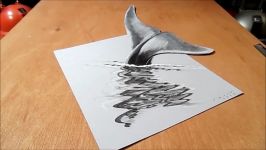 BLUE WHALE ILLUSION  How to Draw 3D Whale  Anamorphosis