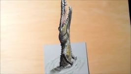 JUMPING CROCODILE ILLUSION  How to Draw 3D Crocodile  Trick Art by Vamos