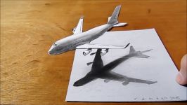 BOEING 747 AIRPLANE ILLUSION  How to Draw Airplane  3D Trick Art