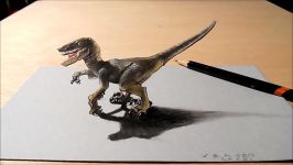 VELOCIRAPTOR ILLUSION  How to Draw 3D Raptor  Trick Art