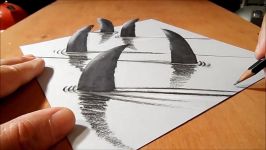 EASY 3D SHARKS  How to Draw Shark Illusion  With Charcoal Markers