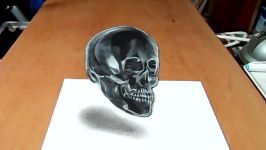 Drawing 3D Crystal Skull  Trick Art on Black Paper