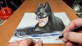 Batman in the Water  Drawing 3D Illusion on Paper  VamosART