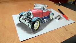 The Legendary Ford Car Illusion  Drawing 3D Trick Art on Paper  VamosART