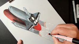 Drawing Spaceship Atlantis  3D Space Shuttle Illusion  VamosART