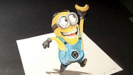 How to draw Cute Minion  3D Trick Art For Kids  VamosART