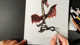 How to Draw 3D Dragon  Drawing Red Dragon  VamosART