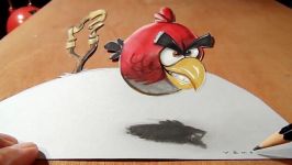 How to Draw Angry Bird  Drawing 3D Red Bird Illusion  VamosART