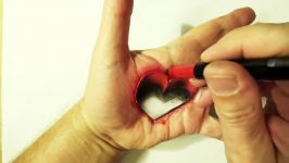 Drawing Heart Hole in Hand  3d Trick Art on Hand