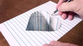 3D SIMPLE EASY DRAWING TRICKS  HEART SHAPED HOLE  ART ON LINE PAPER