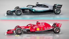 مقایسه خودروهای فرمول یک مرسدس فراری 2018 F1  Mercedes and Ferrari pare