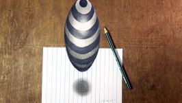 How to Draw Floating Striped Sphere  Drawing 3D Striped Ball on Lined Paper