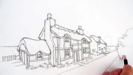 How to Draw a Cottage House in Two Point Perspective